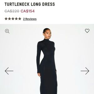 SKIMS Black Turtleneck Long Sleeve Maxi Dress